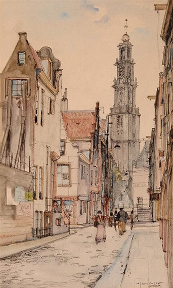 View of the Westerkerk by Johannes Gerardus den Hengst