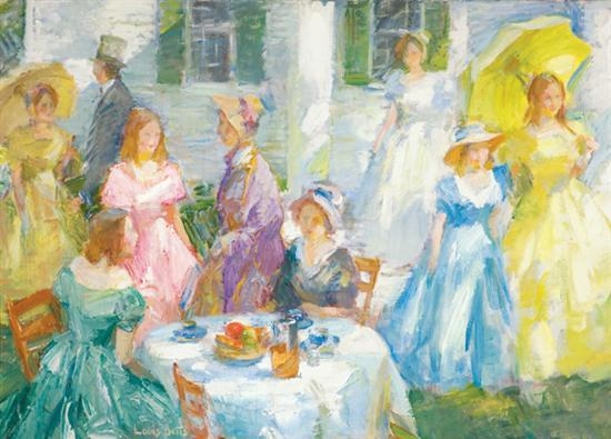 Artwork by Louis Betts, A Garden Party, Made of oil on canvas