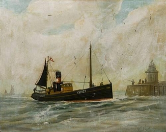 Yarmouth Trawler 'Mafreen' off the pier - Claude Mowle