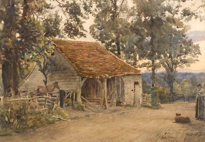 Joseph Poole Addey | BY THE OLD BARN (1903) | MutualArt
