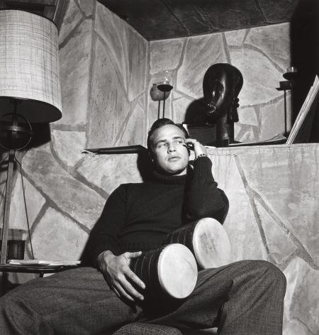 Marlon Brando, At Home with Bongos, 1955 by Sid Avery, 1955; printed later