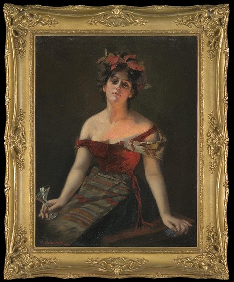 Girl with a Glass by Bernhard Zickendraht