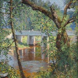 Artwork by Roy Cleveland Nuse, BY THE BANKS OF THE NESHAMINY (WINDOW OF TREES), Made of Oil on canvas, laid down on board