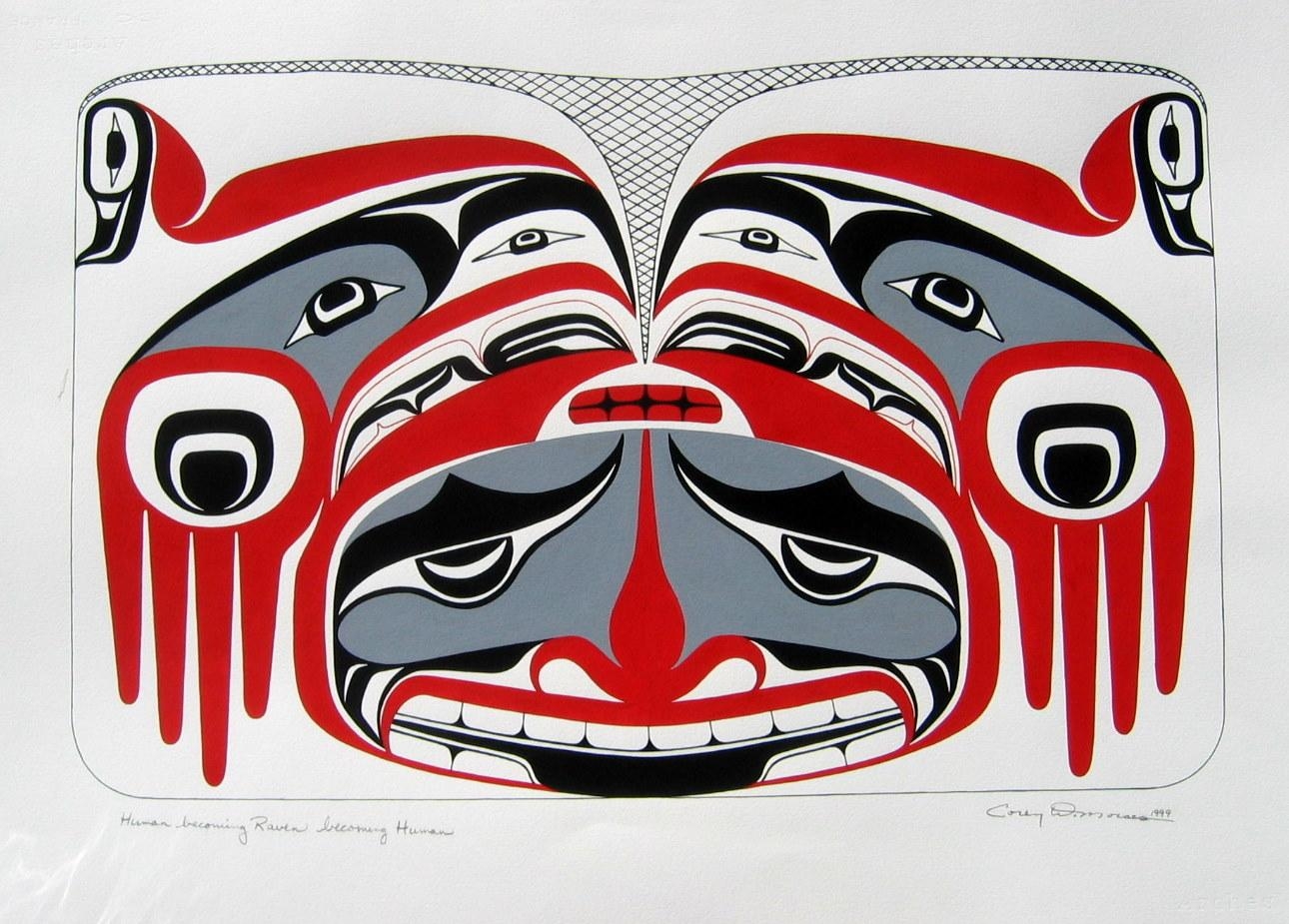 Artwork by Corey Moraes, Human Becoming Raven Becoming Human, Made of Acrylic on paper