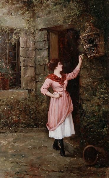 Artwork by J. Mccolvin, A morning treat, Made of oil on panel