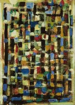 Composition 417 (Vert et Jaune) by Roger Bissière, 1959