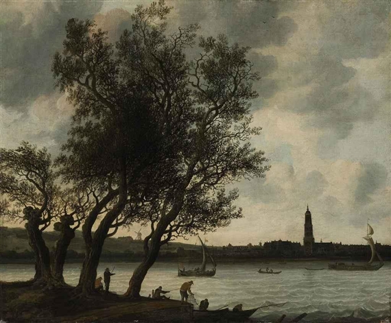 View of Rhenen from the South Bank of the Nederrijn by Anthonie Jansz. van der Croos