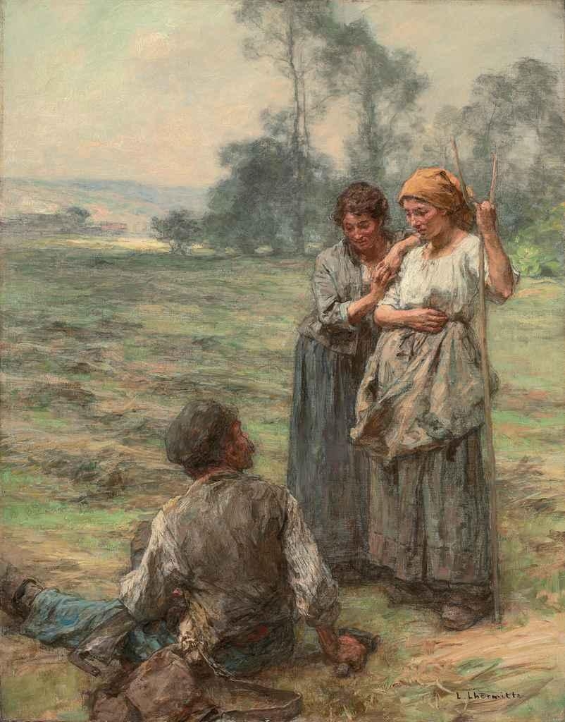 Artwork by Léon-Augustin L'Hermitte, Dans les champs, Made of oil on canvas