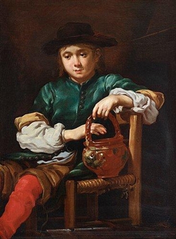 Sitting boy with a pot - Bernhard Keil