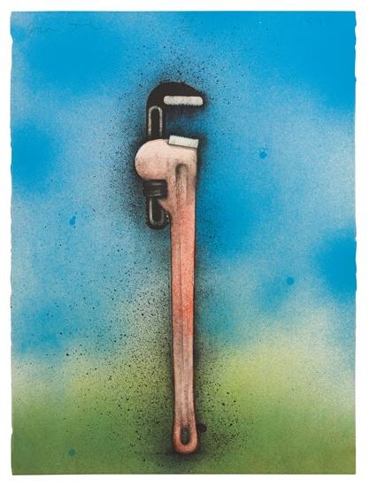 Jim Dine | Big Red Wrench in a Landscape (1973) | MutualArt