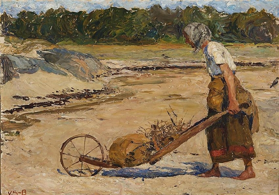 Woman Pushing a Cart