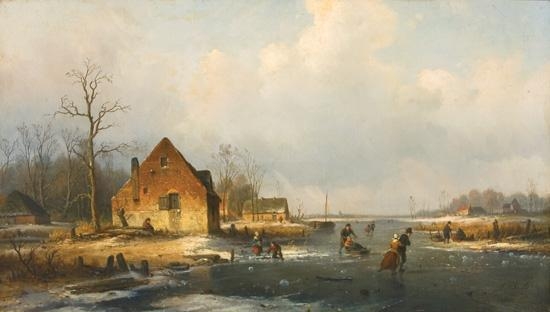 Skating on a Pond by Louis Smets, 1862