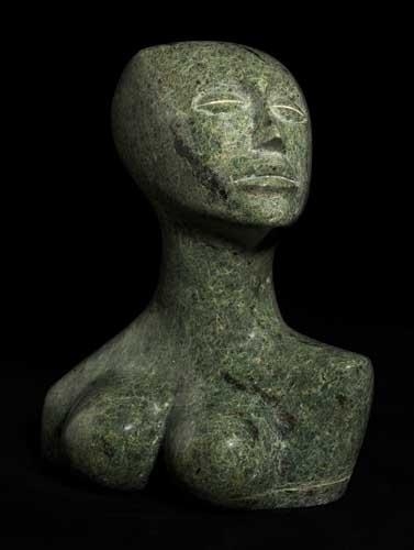 Artwork by Elizabeth Catlett, Sister, Made of Green marble