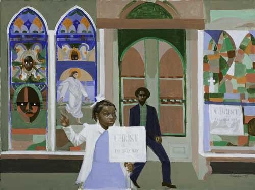 Untitled (Girl and Boy Outside Church Doors)