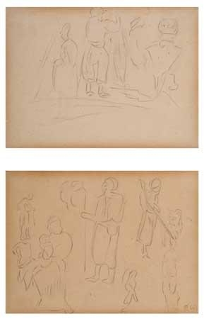 2 WORKS: Studies of Soldiers ; Studies of Soldiers by Eugène Delacroix
