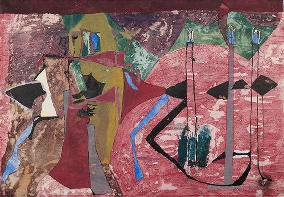 Landschaft mit rotem Hügel by Imre Reiner, 1959