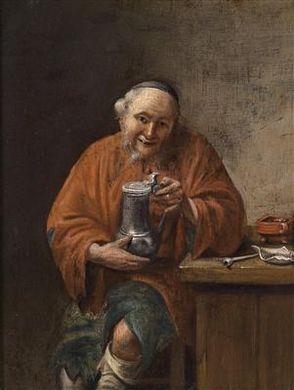 Interior with a drinking man by Abraham Diepraam