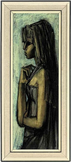 3 Works: Pensive robed figure; Girl with olive green eyes; and Dancer limbering by Maurice Mann, 1967; 1967; 1968