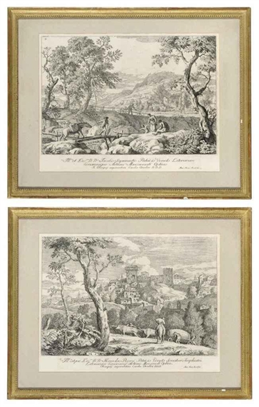 A pair of Italianate landscapes by Marco Ricci, 1730