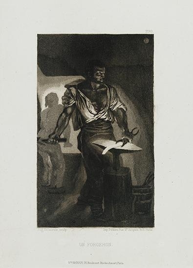 Artwork by Eugène Delacroix, Un Forgeron, Made of Aquatint