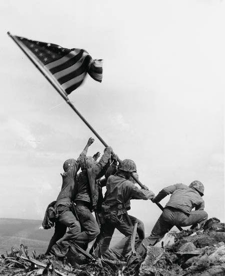 Raising the Flag on Iwo Jima by Joe Rosenthal, 1945; printed circa 1990