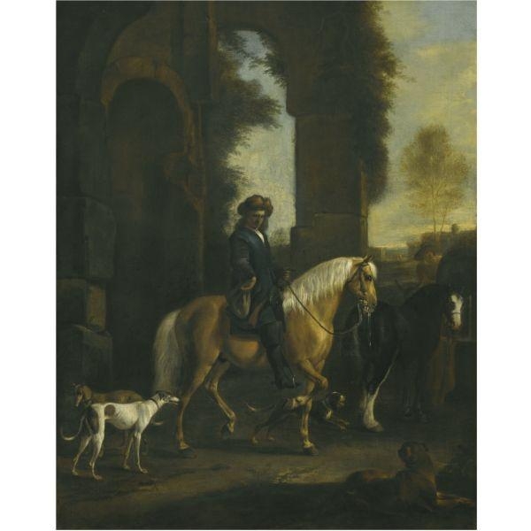 Artwork by Hendrick Verschuring, Riders in a Landscape, Made of oil on canvas