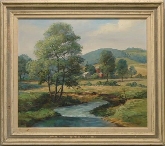Landscape with houses in the meadow by John Emil Berninger