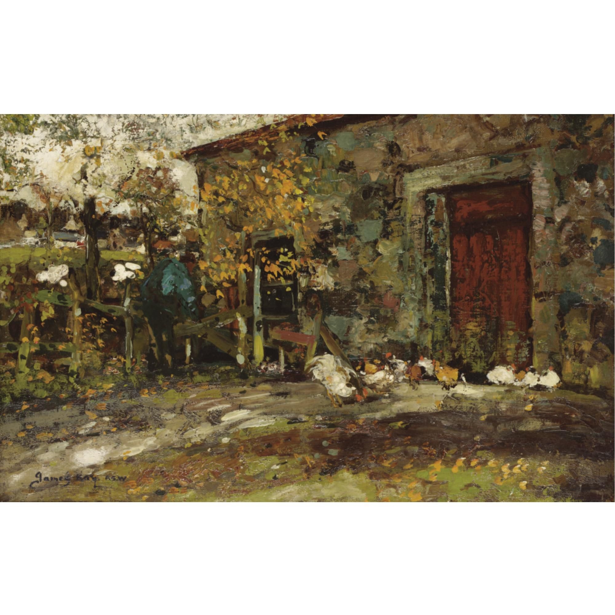 Artwork by James Kay, the farmyard, Made of oil on canvas
