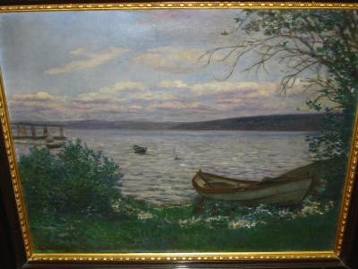 Boats in a Fjord Estuary by Sigmund Sinding