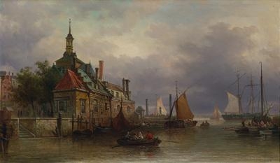 "Alter Hafen von Rotterdam" by Elias Pieter van Bommel, 1885