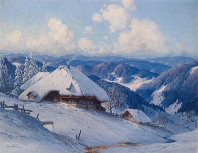 Artwork by Karl Hauptmann, Landscape in Snow, Made of Oil on canvas