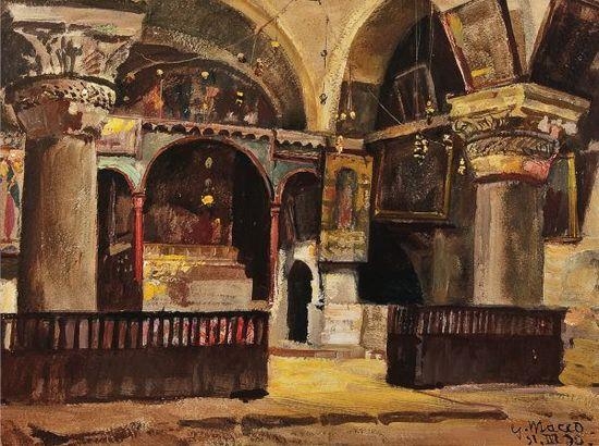 Church interior, Jerusalem by Georg Macco, 1930