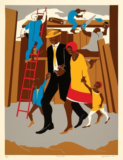 Artwork by Jacob Lawrence, The Builders (The Family), Made of Color screenprint on wove paper
