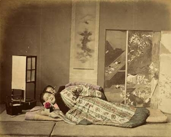 Album containing 100 photographs depicting "views and costumes of Japan" - Baron Raimund von Stillfried-Rathenitz