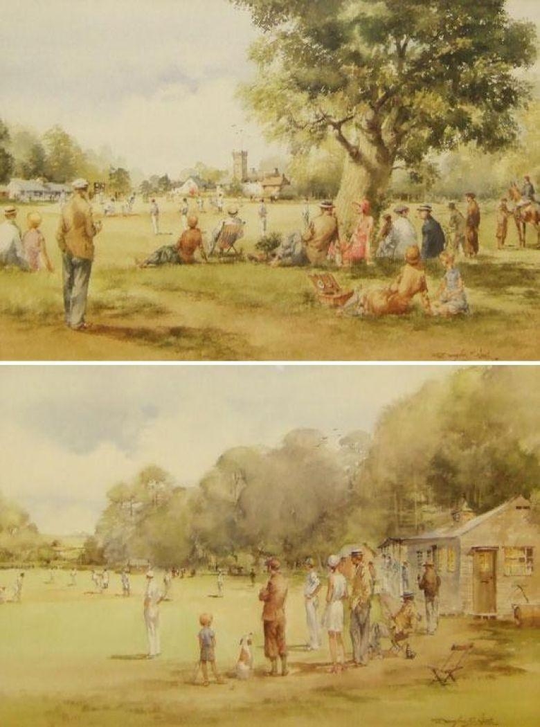 Douglas E. West 2 works Sunday Cricket; Pavilion End MutualArt