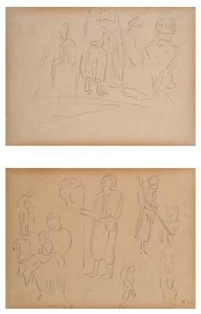 2 works: Studies of Soldiers; Studies of Soldiers by Eugène Delacroix