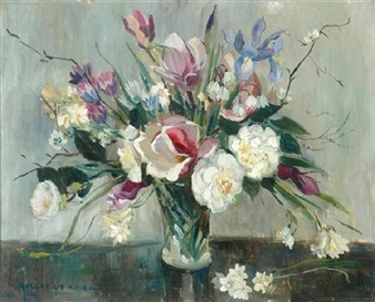 Still Life with Magnolias and Irises - Margaret Coen