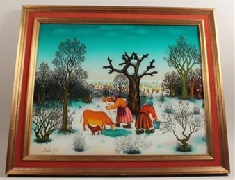 Peasant women with cow - J. Babec