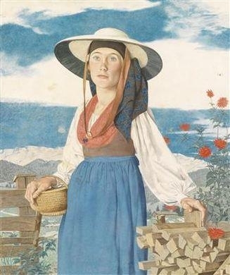 "A peasant woman from Lake Grundl in native costume" (Schanzl Flora) by Victor Karl Hammer, 1933