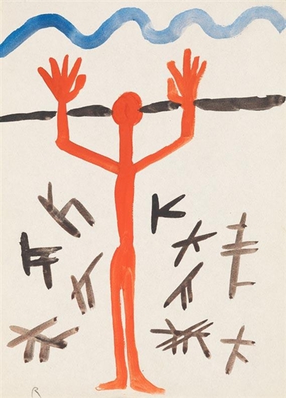Figur auf hellem Grund by A.R. Penck, 1960