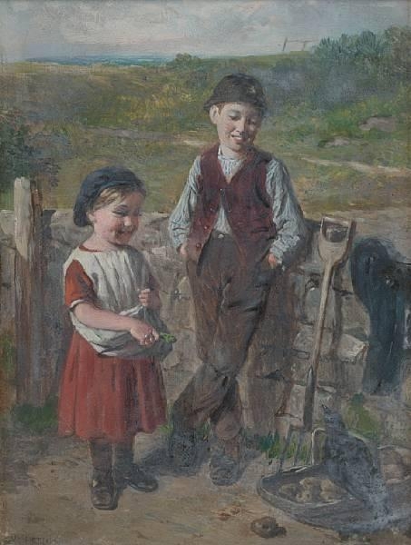 Artwork by William Hemsley, 2 Works: Curiosity ; Peck away Jack, Made of Oil on canvas