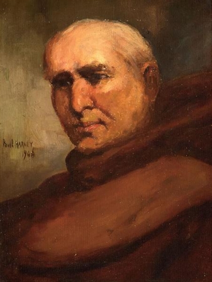 Bust-length portrait of a monk by Paul Harney, 1906