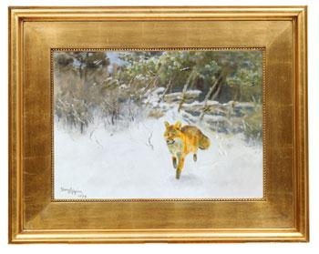 Artwork by Bruno Liljefors, Fox in the winter landscape, Made of Oil on canvas
