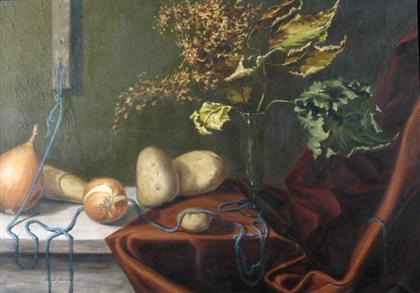Artwork by Paul Gorka, STILL LIFE WITH ONIONS AND POTATOES, Made of oil on canvas