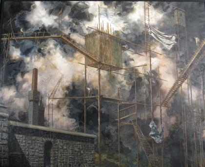 SURREALIST LANDSCAPE WITH LADDERS by Paul Gorka