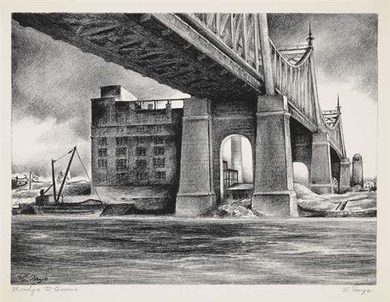 Bridge to Queens by Harold Faye, circa 1935-1939