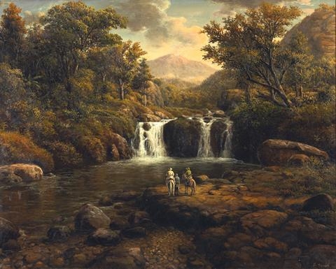 Artwork by S. Slamet, Waterfall, Made of Oil on canvas