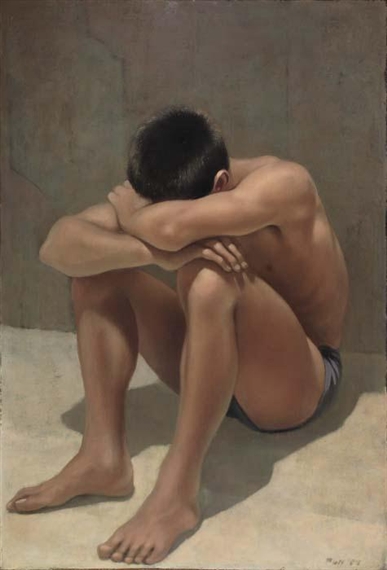 Seated boy by Robert R. Bliss, circa 1948-1950
