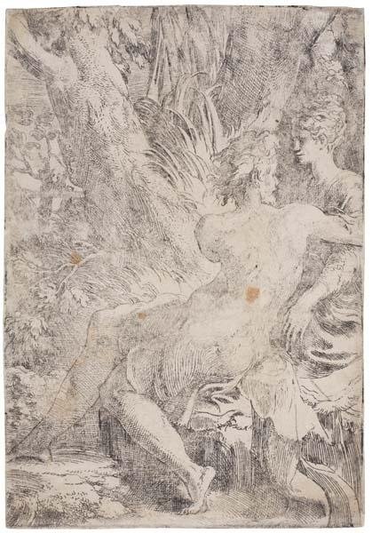 Artwork by Parmigianino, The Lovers, Made of Etching