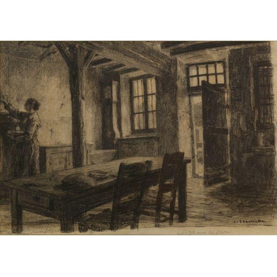 Interior at Charteves by Léon-Augustin L'Hermitte, Circa 1881